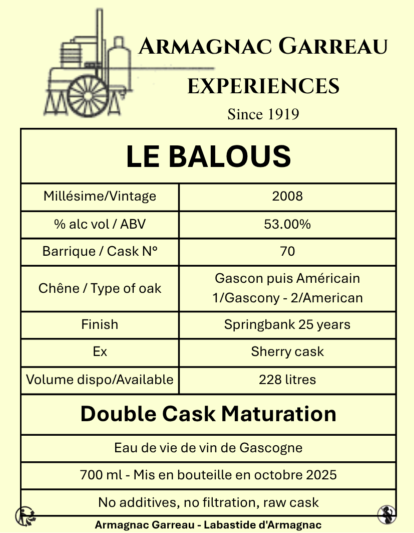 Nouveau - "Glenn Garreau" - l'eau de vie gasconne veillie en fût de Whisky "Springbank"